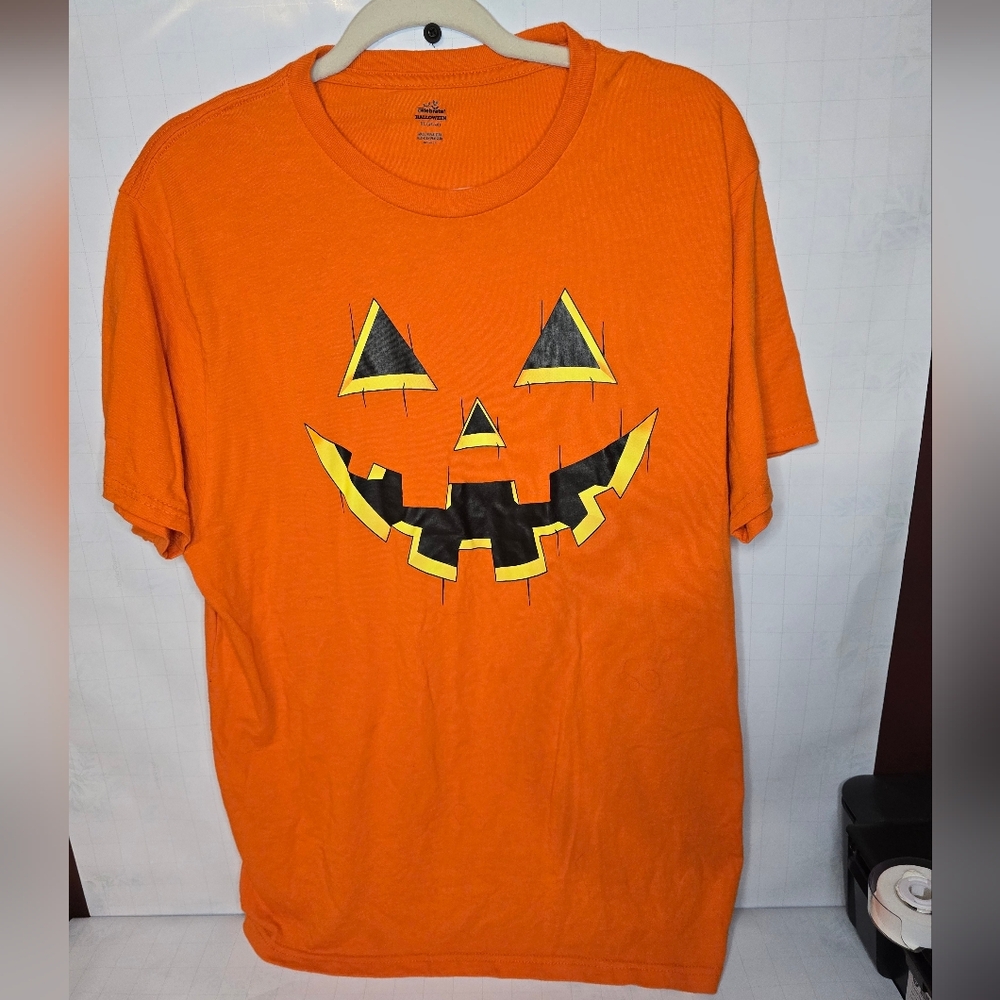 Orange Halloween Pumpkin Face T-Shirt